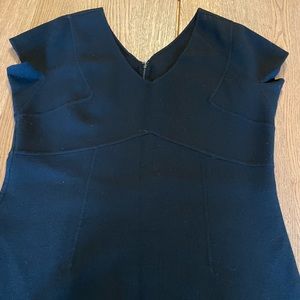 Black wool boucle little black dress Anne Kline size 14 classic